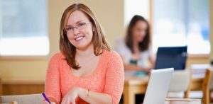 woman working at office desk