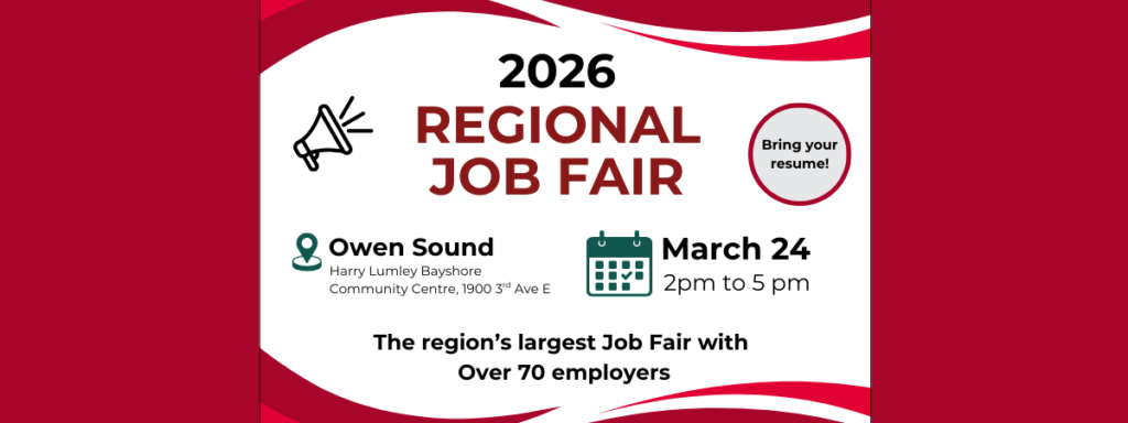 Regional Job Fair March 24, 2026, 2:00 PM - 5:00 PM at the Harry Lumley Bayshore Community Centre in Owen Sound
