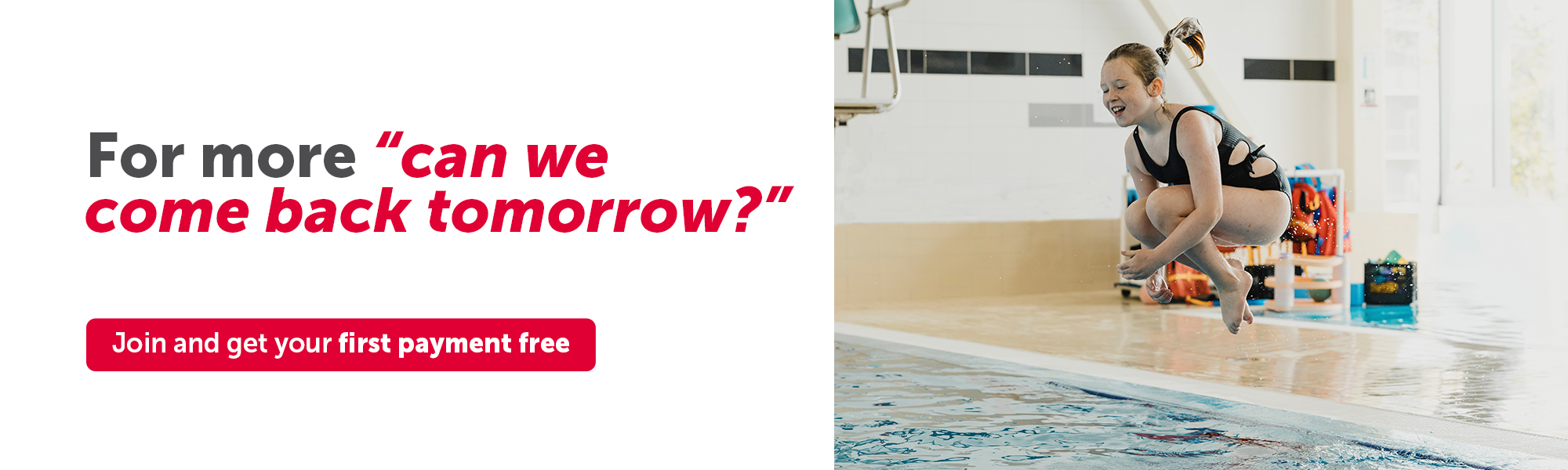 Join the YMCA of Owen Sound Grey Bruce between August 24 and September 30 and get your first payment free.